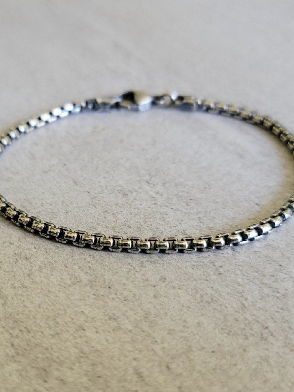 Sterling Silver Box Link Bracelet - Minimal Chain